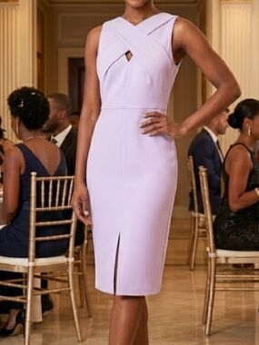 Calvin Klein Lavender Crisscross Cut-out Front Sleeveless Sheath Dress